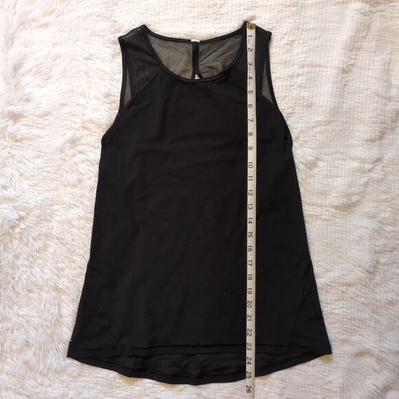 Lululemon For The Run Size 4 Open Back Keyhole Tank Top Black Mesh Gym Running - Picture 8 of 8